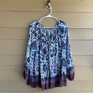 Lucky Brand Floral Boho Long Sleeve Top - Size 1X - Comfy Casual